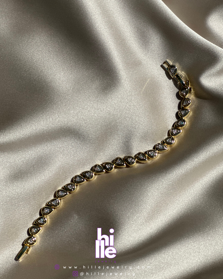 Altın Damla Detaylı Zirkon Taşlı  Zarif Bileklik