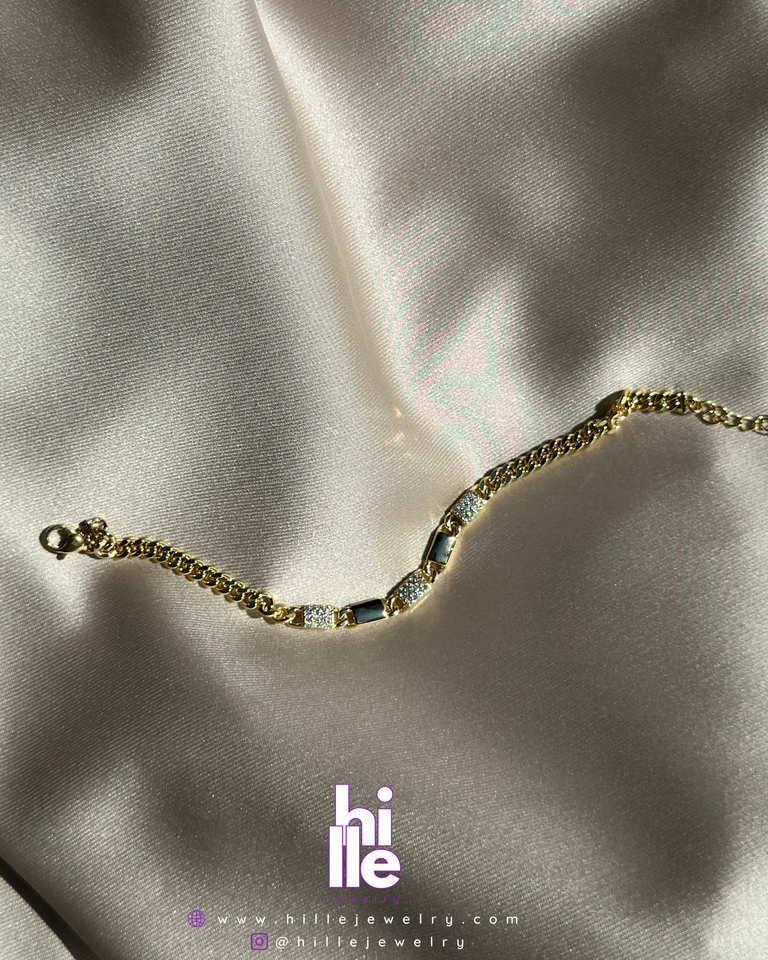 Zirkon Taşlı  Detaylı Altın Bileklik